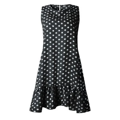 Polka Dot Dress Ruffle Women 2020 Summer Street Sexy Casual Slim Thin Beach Party O Neck Mini Sleeveless Dress Vestidos