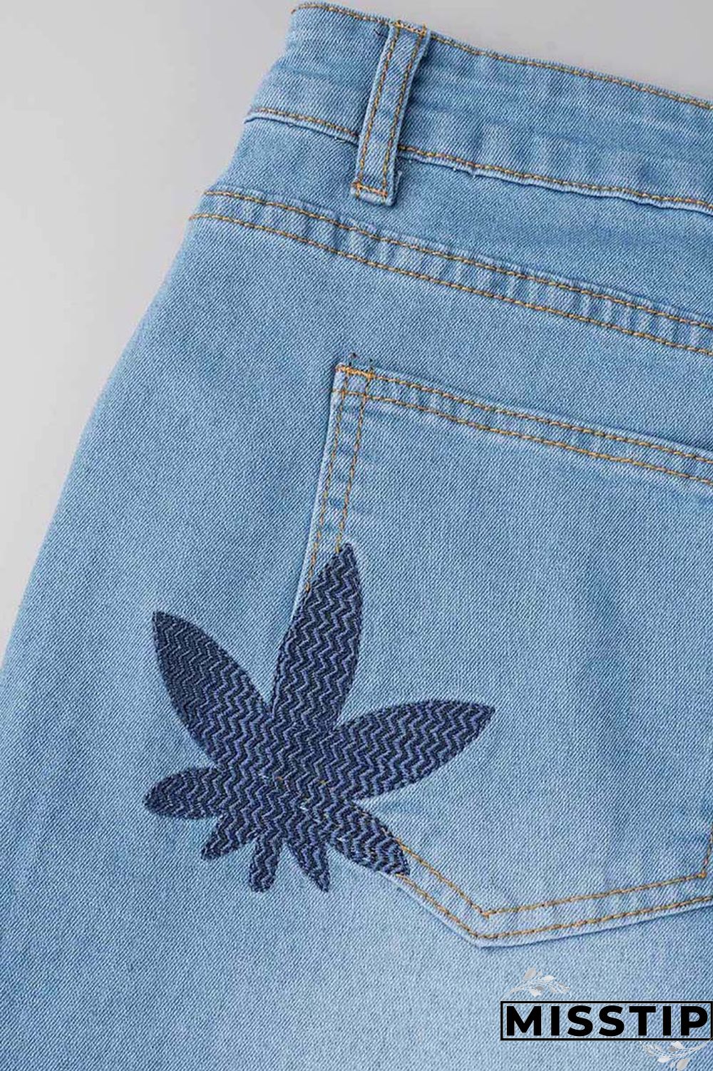 Light Blue Casual Solid Patchwork Plus Size Jeans