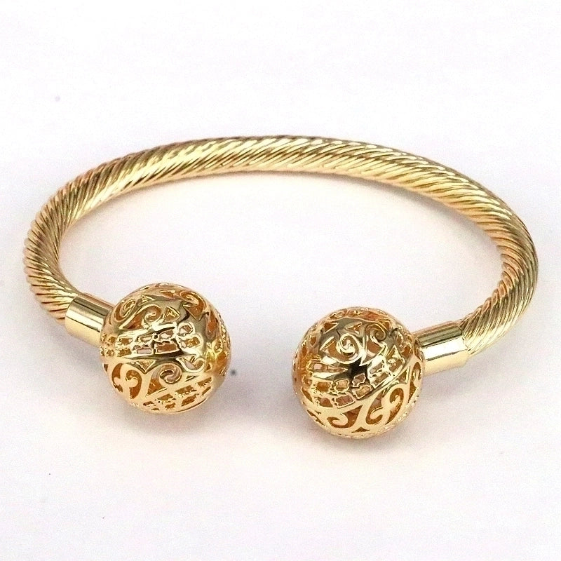 Retro Minimalist Round Copper Plating Gold Plated Bangle