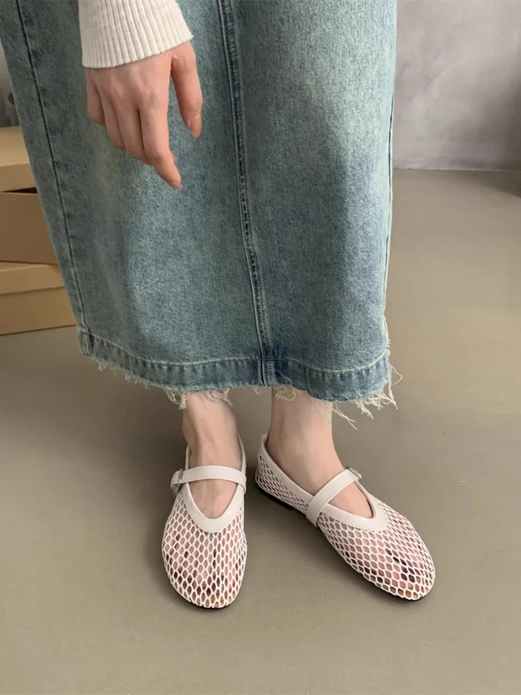 Yyvonne Head Fishing Grid Hollow Mary Jane Single Shoes Women Go Out 42 Large Summer New Sandals