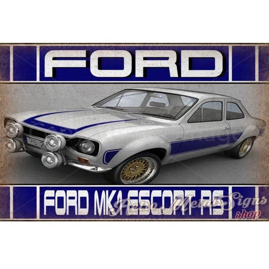 Ford escort mk1 rs - Enseigne Vintage Métallique/enseignes en bois - 20*30cm/30*40cm