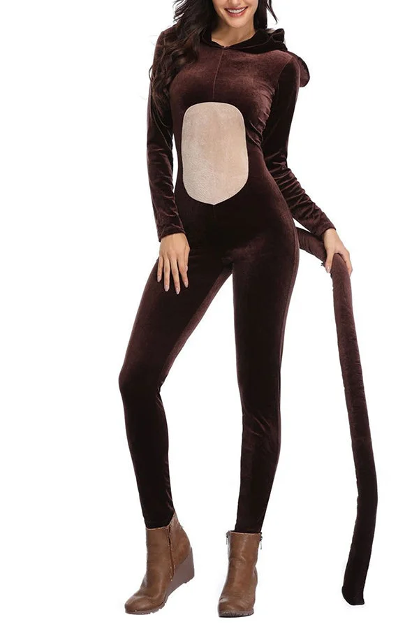 Adult Funny Monkey Jumpsuit Costume-elleschic