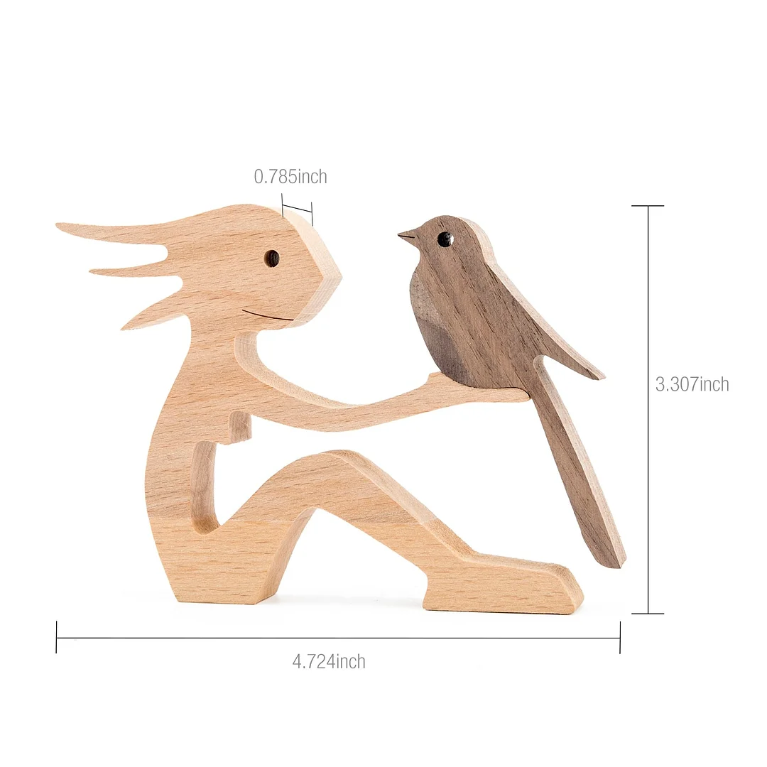 Puppy Family Wood Dog Carving Ornaments Decoration Home Decor Figurine Desktop Table Ornament Sculptures For Dog Pet Lover Gifts