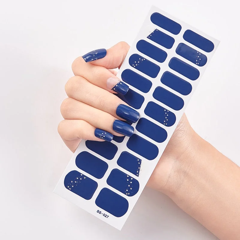 22 Tips/Sheet Solid And Patterned Nails Self Adhesive Nail Sticker Nail Wraps DIY Minimalist Design Nails Sticker Designer