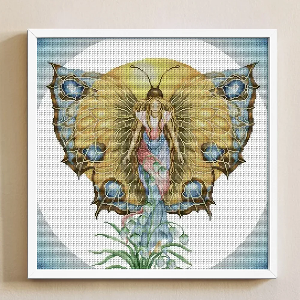 DIY Stamped Cross Stitch 14CT Partial Embroidery 46*46cm - Butterfly Fairy