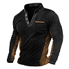Men's Outdoor Vintage Pocket Spliced Long Sleeved T-shirt by Inlyline