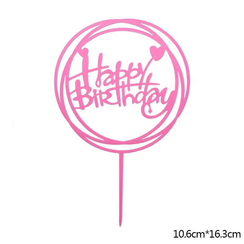 Happy Birthday Cake Topper Acrylic Gold Silver Cake Flag Cupcake Topper For Boy Girl Birthday Party Decorations Wedding Supplies
