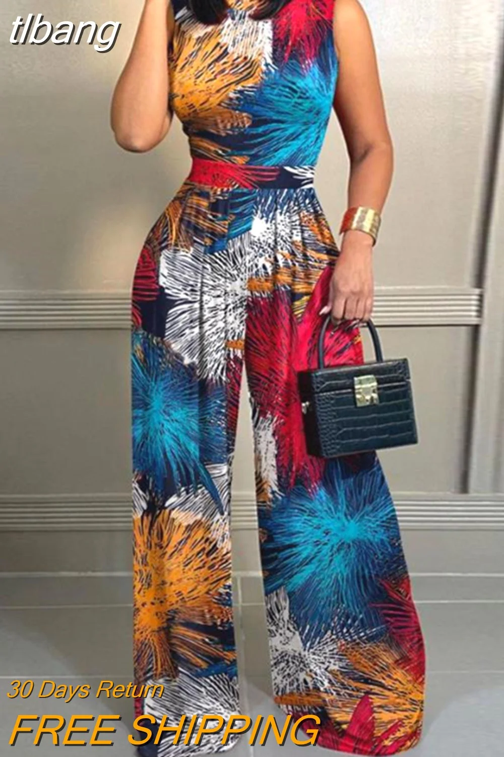 tlbang Print Wide Leg Jumpsuit 2023 Woman Long Jumpsuits Elegant New Fashion Casual One Pieces