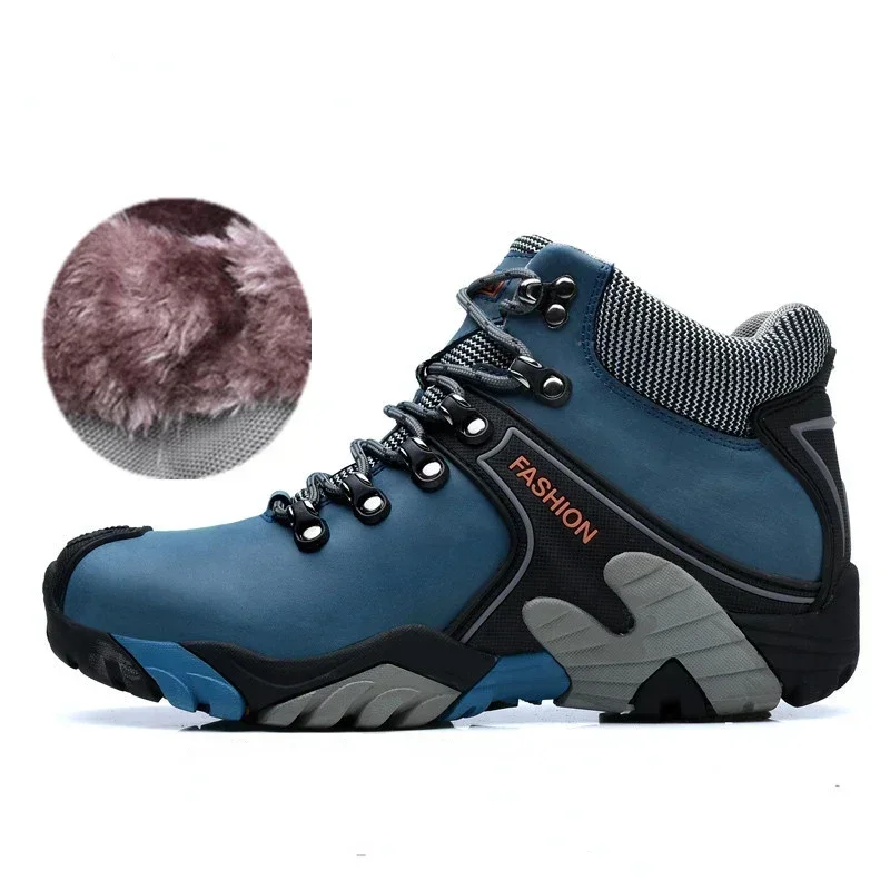 Tanguoant Tanguoant Men Snow Boots Fashionable Outdoor Mountaineering Anti Slip Insulation Plush Waterproof Casual Sports Cotton Shoes Travel 2024