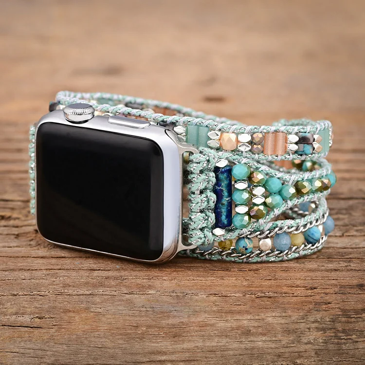 Olivenorma Mint Teal Crystal Beaded Apple Watch Strap