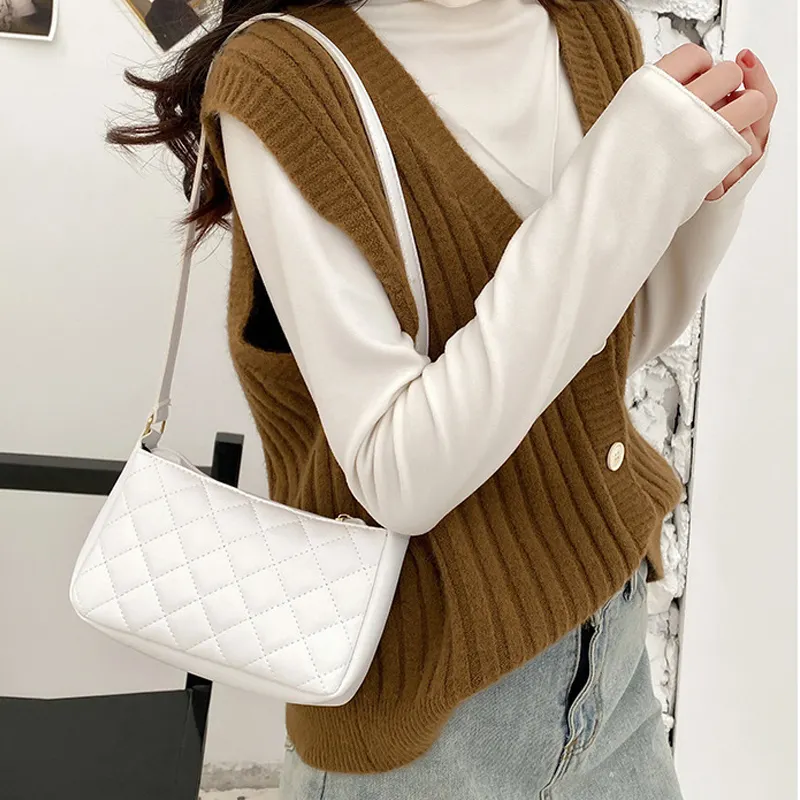 Fashion Lingge Women's Bag New PU Leather Underarm Shoulder Bag Female Luxury Design Handbags for Women 2022 Hot