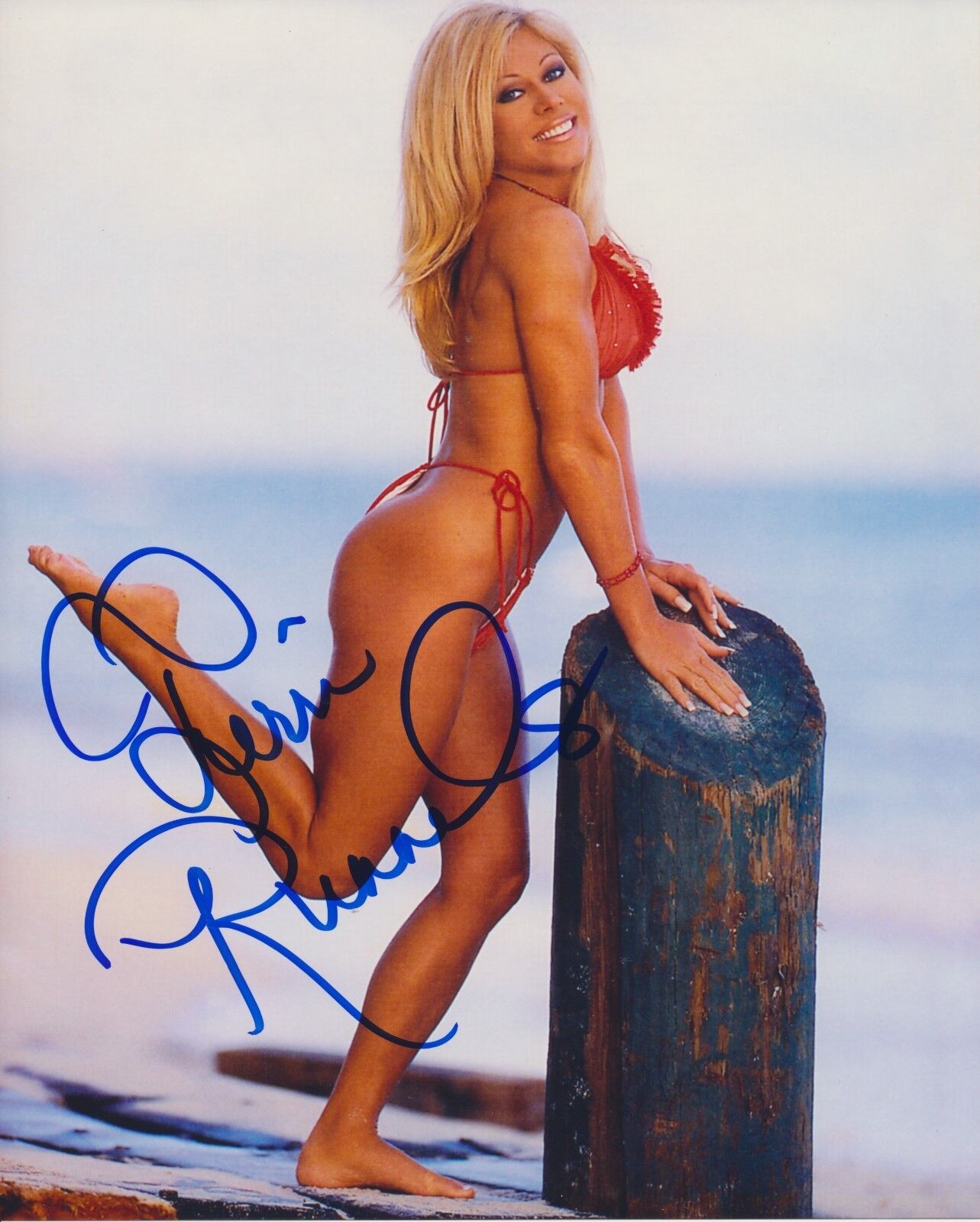 Terri Runnels autographed 8x10 WCW Sexy Hot WWE#2 Red Bikini