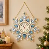 Acrylic Special Shape Xmas Snowflake Diamond Pearl Painting Clock Handicraft Hanging Kit