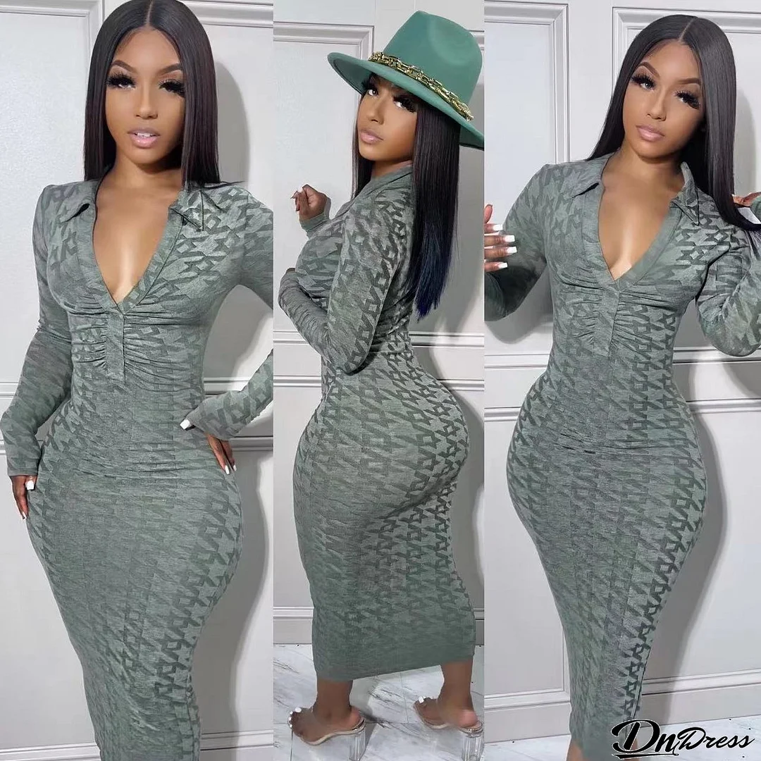 Women Autumn Long Sleeve Print Dress