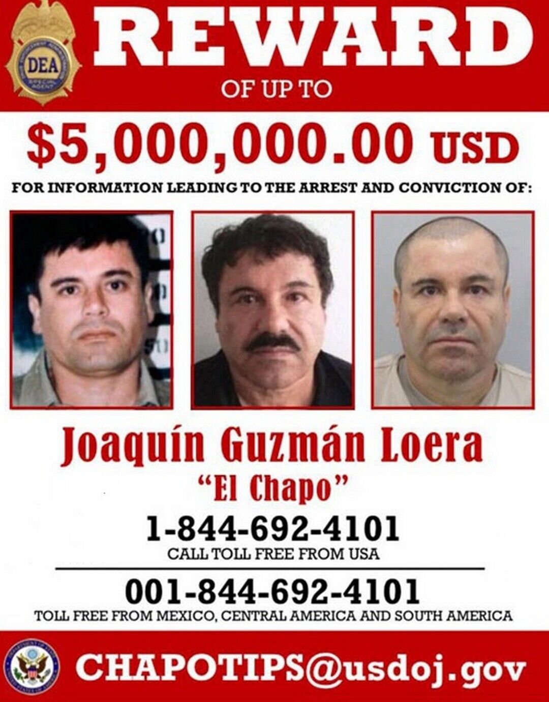 EL CHAPO WANTED POSTER 8X10 Photo Poster painting MEXICO ORGANIZED CRIME PICTURE GUZMAN