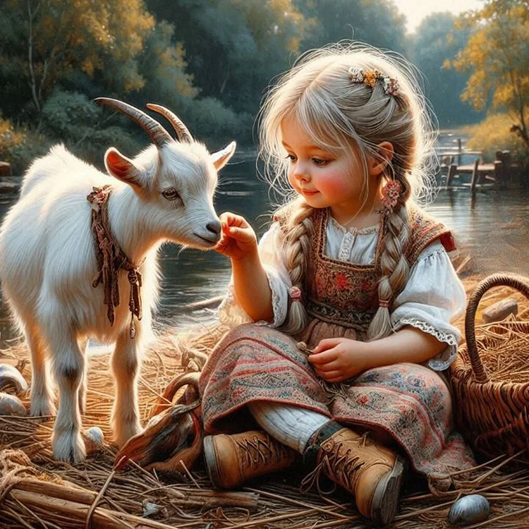Cute Girl 40*40CM (Canvas) Full Round Drill Diamond Painting gbfke