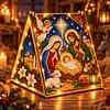 DIY Wooden Diamond Painting Pearl Tent House with Lights, Holiday Tabletop Art Craft Kit with String Lights, Christmas Home Decor Gift