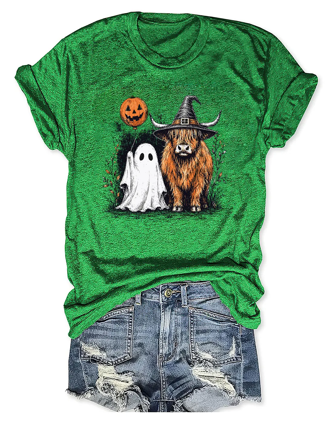 Cute Spooky Highland Cow Ghost T-shirt