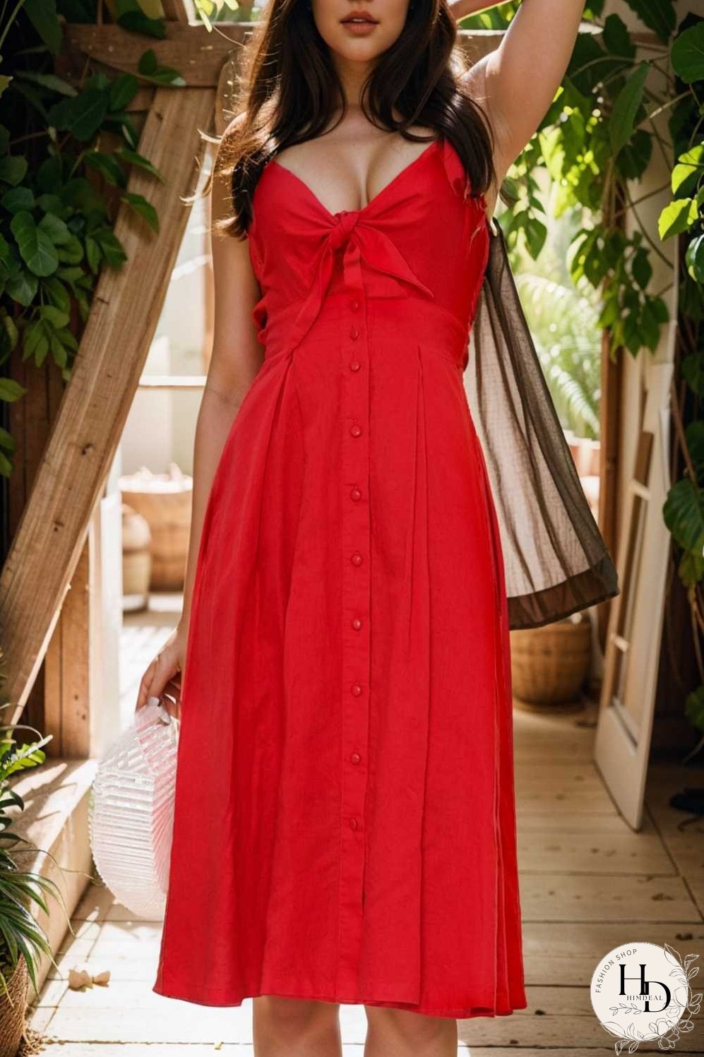 floral v neck tie spaghetti strap beach midi dress