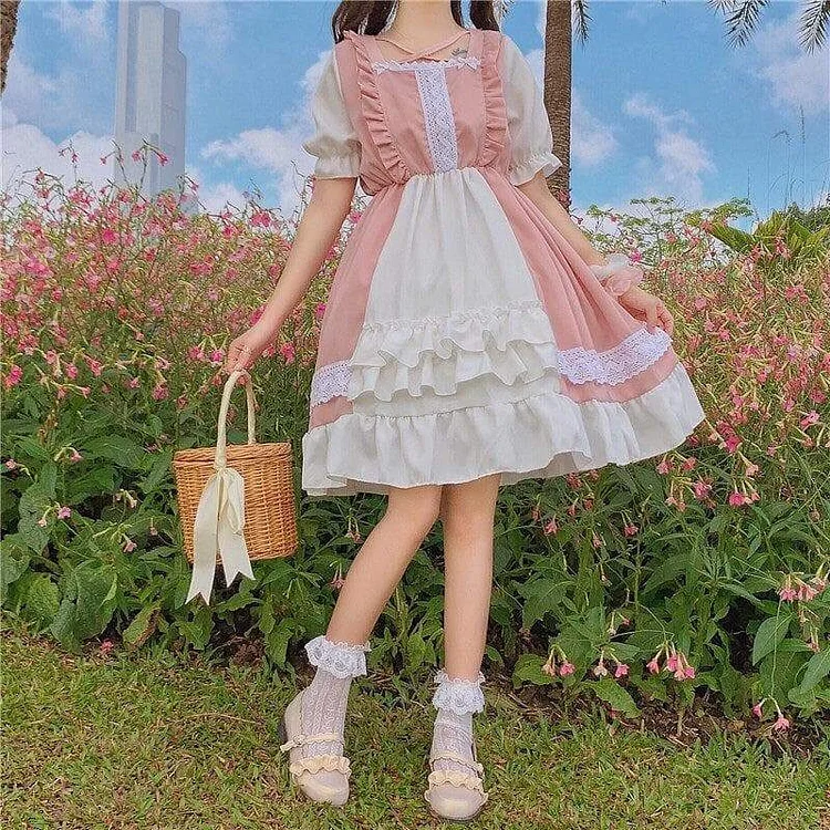 Eli Blossom Pink Frilly Short Sleeve Kawaii Princess Lolita Dress SS2044
