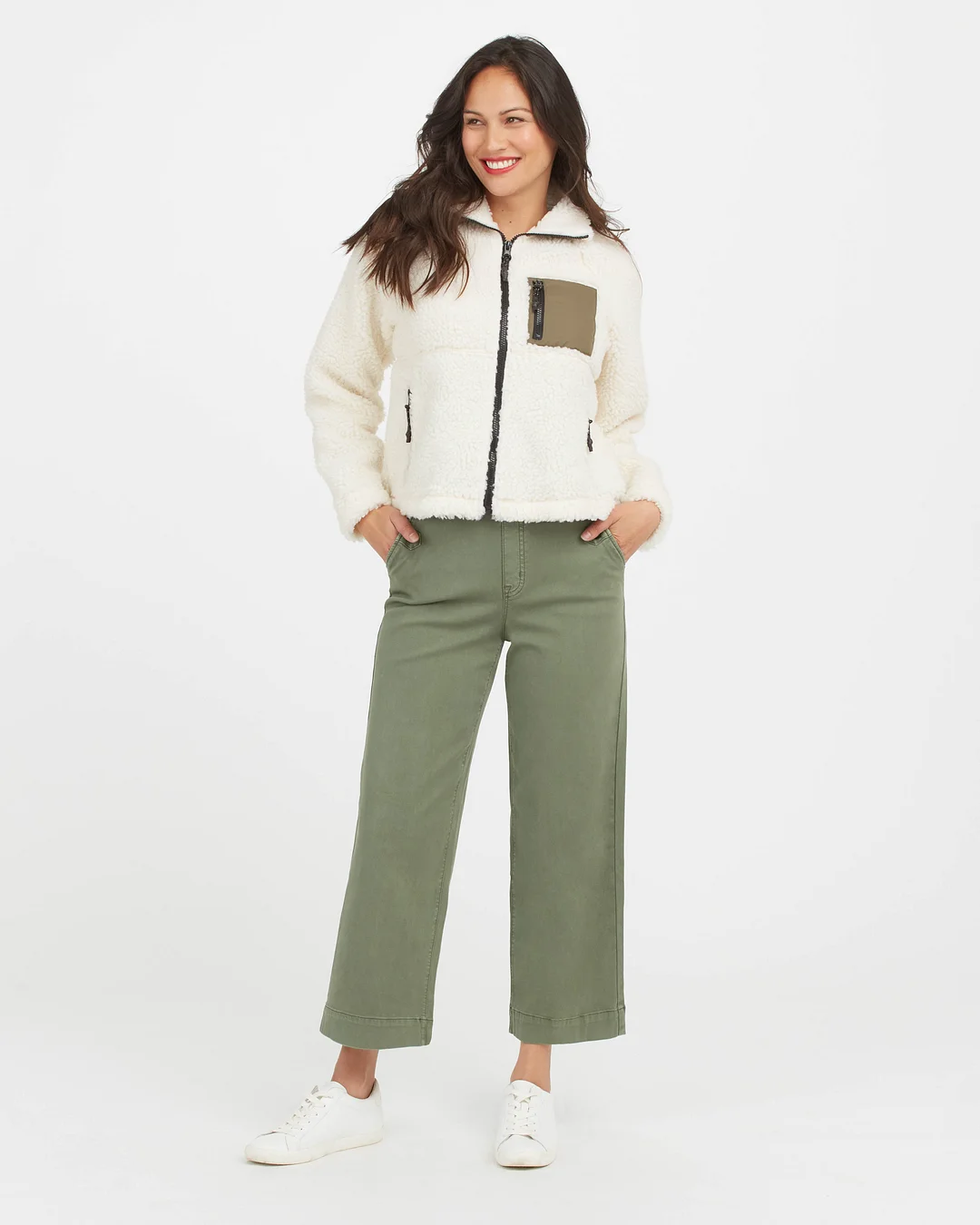 Stretch Twill Cropped Wide Leg Pant
