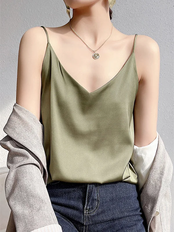 Simple Casual Solid Color Spaghetti-Neck Vest Top