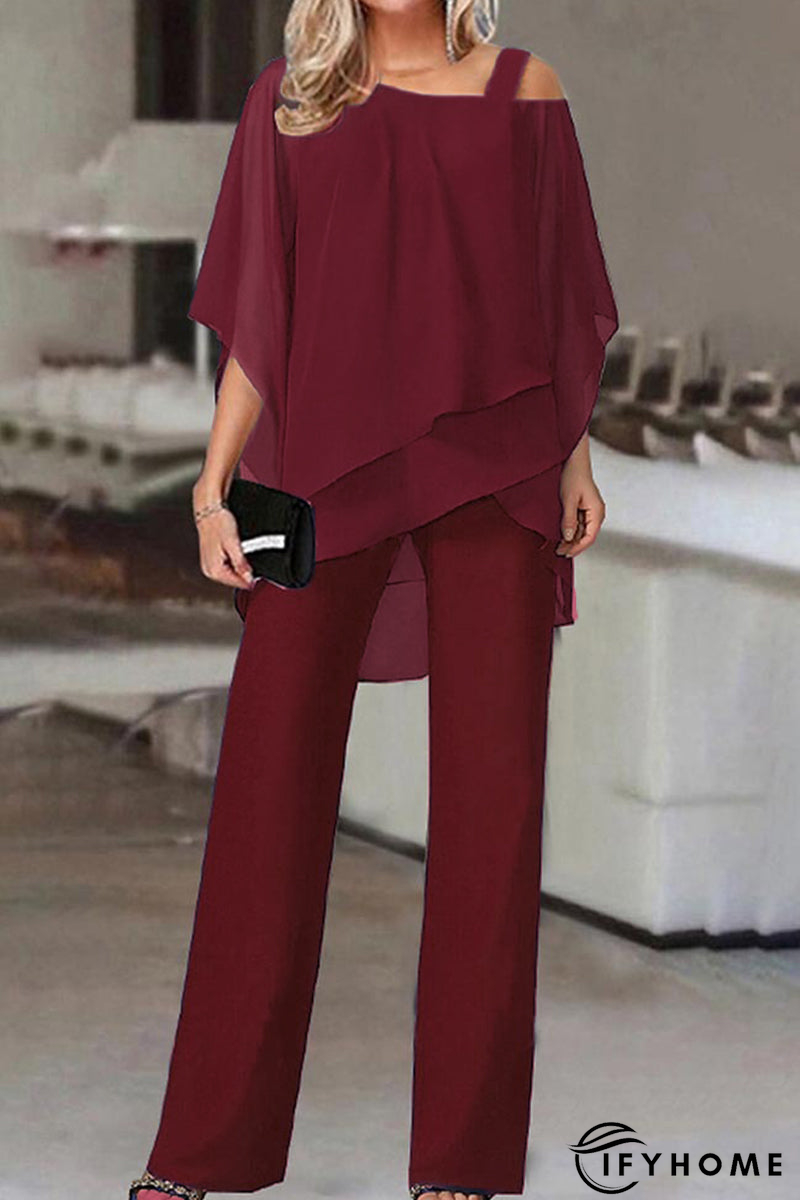 Casual Solid Patchwork Oblique Collar Two Pieces(5 Colors) | IFYHOME