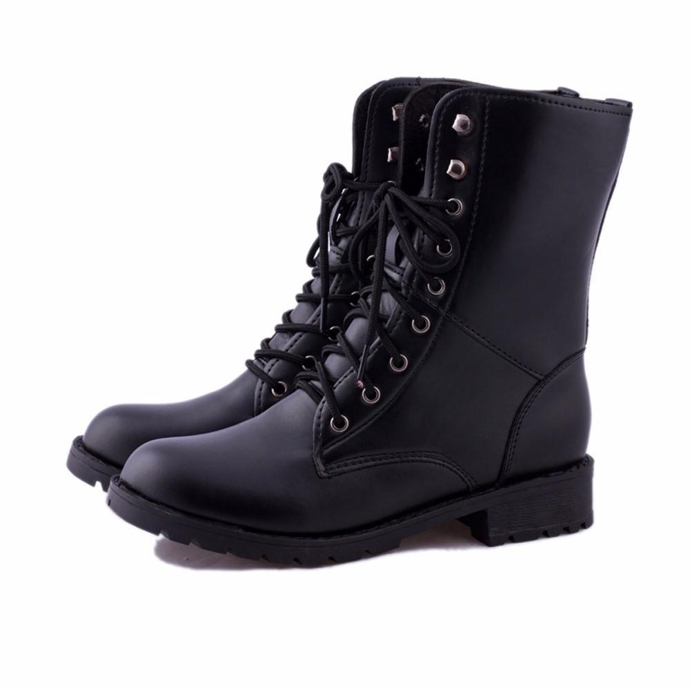 Lace Up Boots for Women Military Army Combat  Black Boots