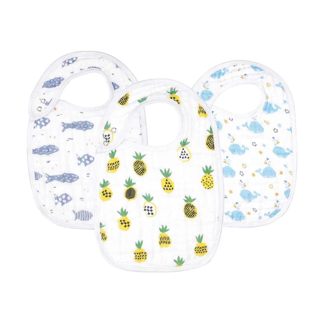 Egmao Baby Premium Organic Cotton Drool Bibs 3-Pack
