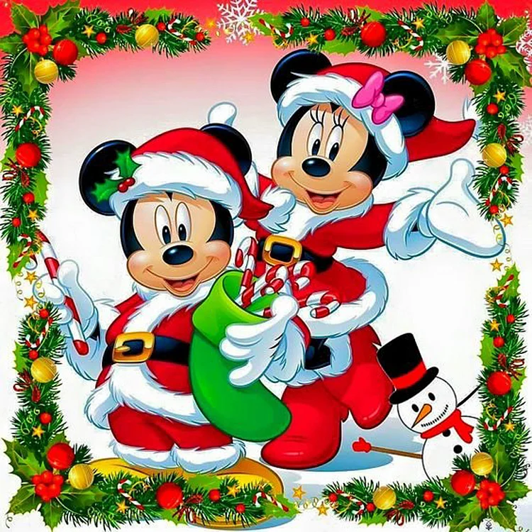Full Round Diamond Painting - Christmas Disney Mickey Minnie 30*30CM
