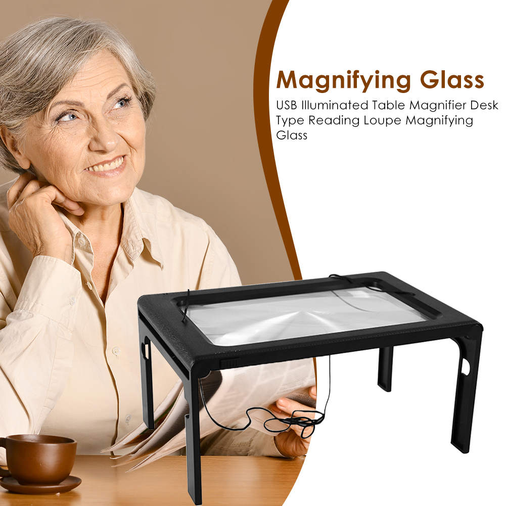 

USB Illuminated Table Magnifier Desk Type Reading Loupe Magnifying Glass, 501 Original