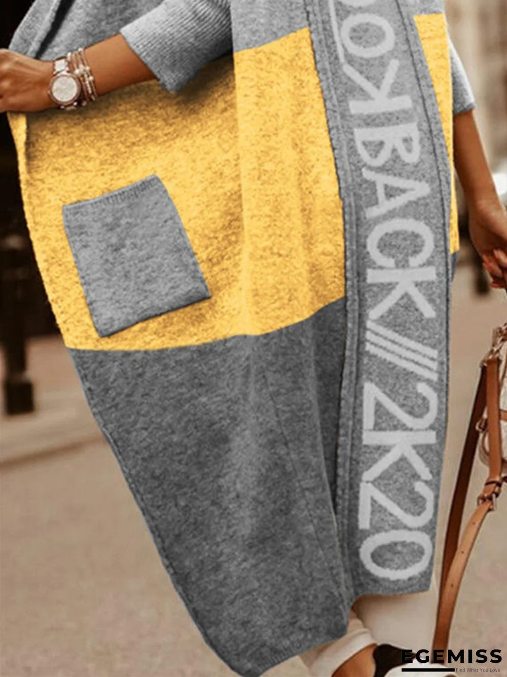 Color-block Hooded Casual Long Cardigan Sweater | EGEMISS