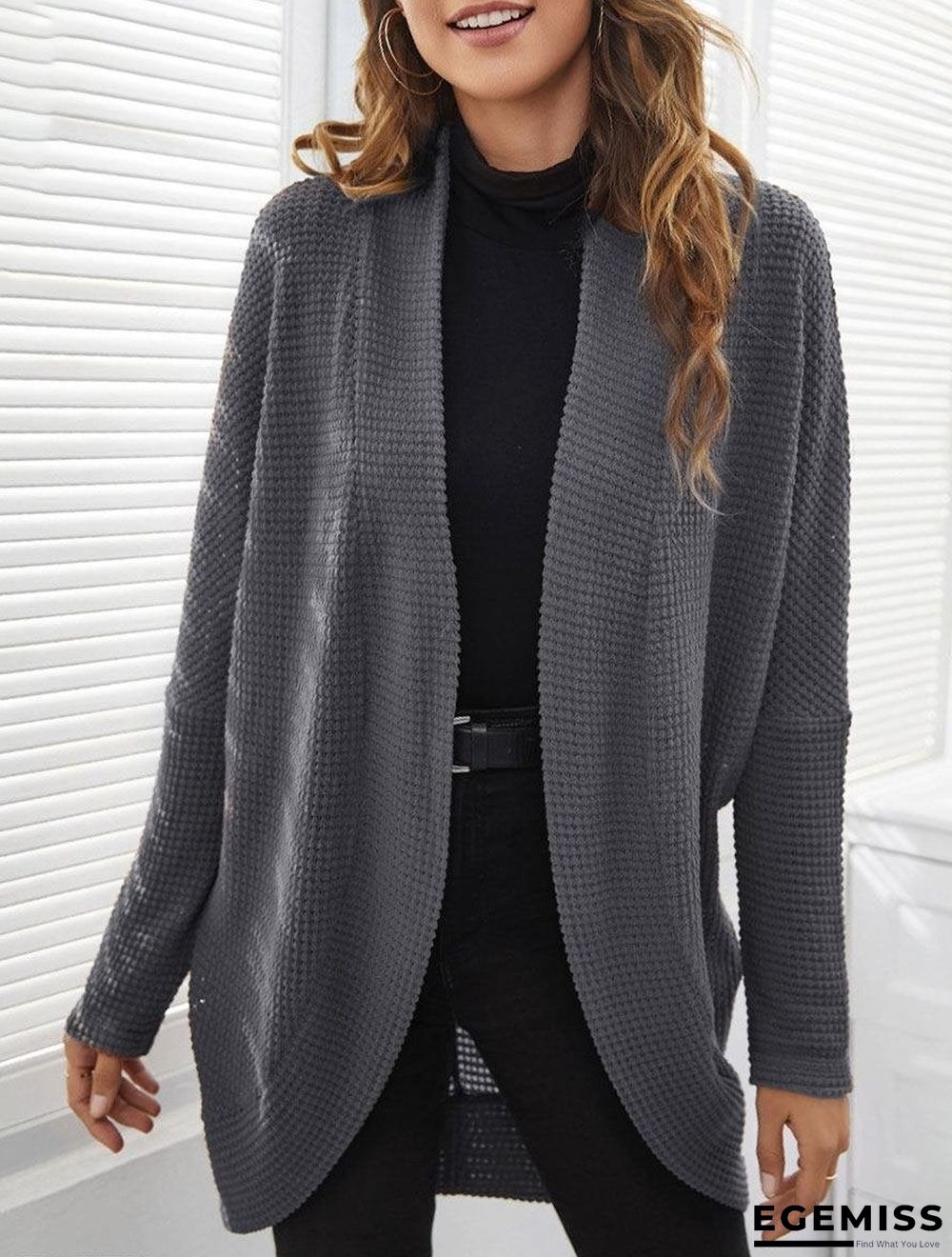 Casual Loose Solid Color Knitted Cardigan | EGEMISS