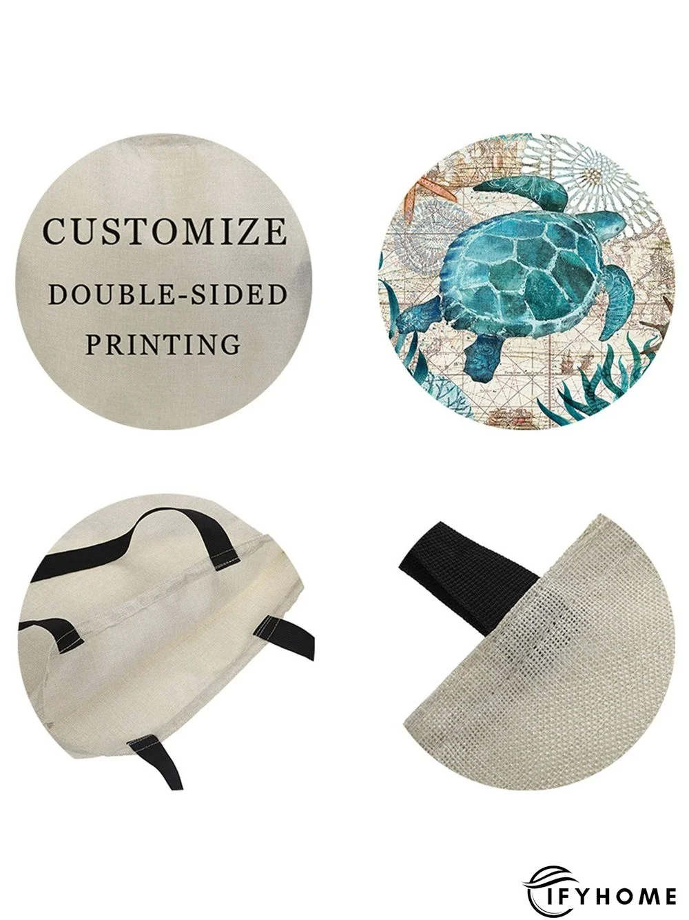 3D Turtle Digital Printing Waterproof Cotton Linen Shoulder Bag Shopping Bag | IFYHOME