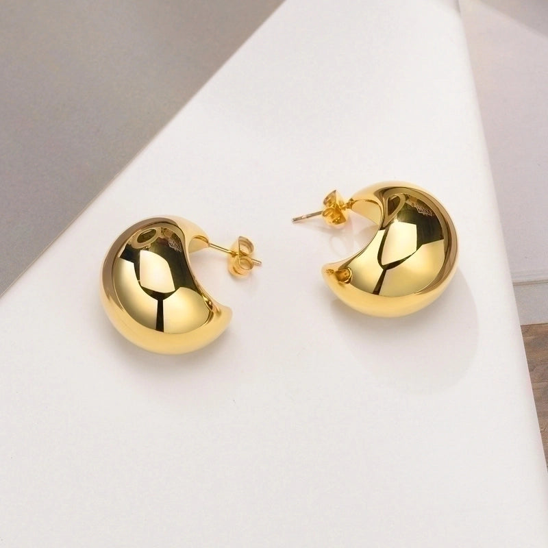 1 Pair Minimalist Solid Color Plating 201 Stainless Steel 18K Gold Plated Stainless Steel Earrings