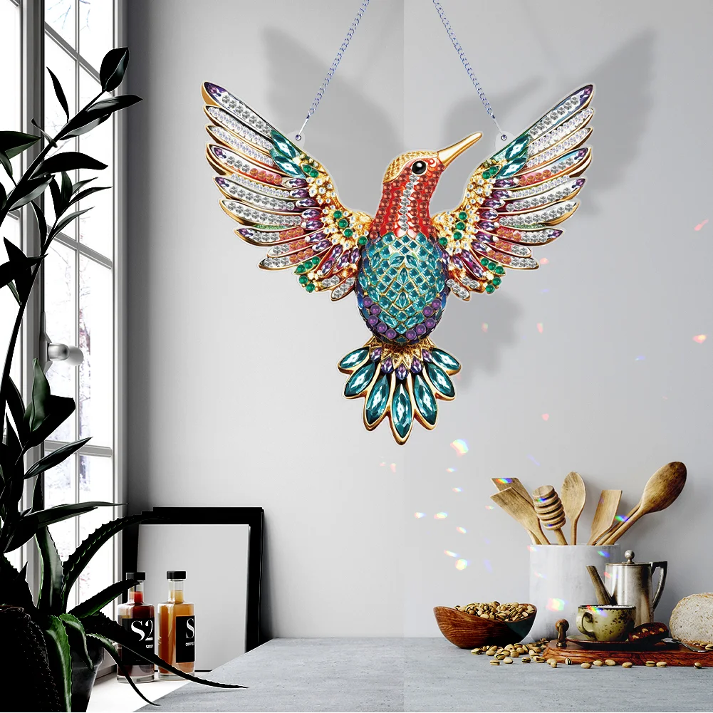 DIY Hummingbird Acrylic Single Side Special Shaped Diamond Painting Hanging Ornament