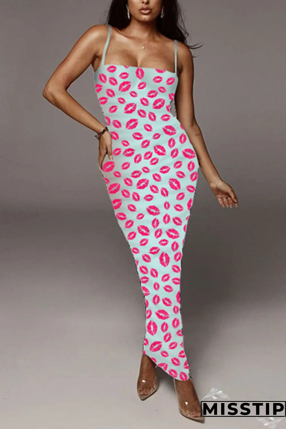 Butterfly Sexy Fashion Printed Sling Long Dress