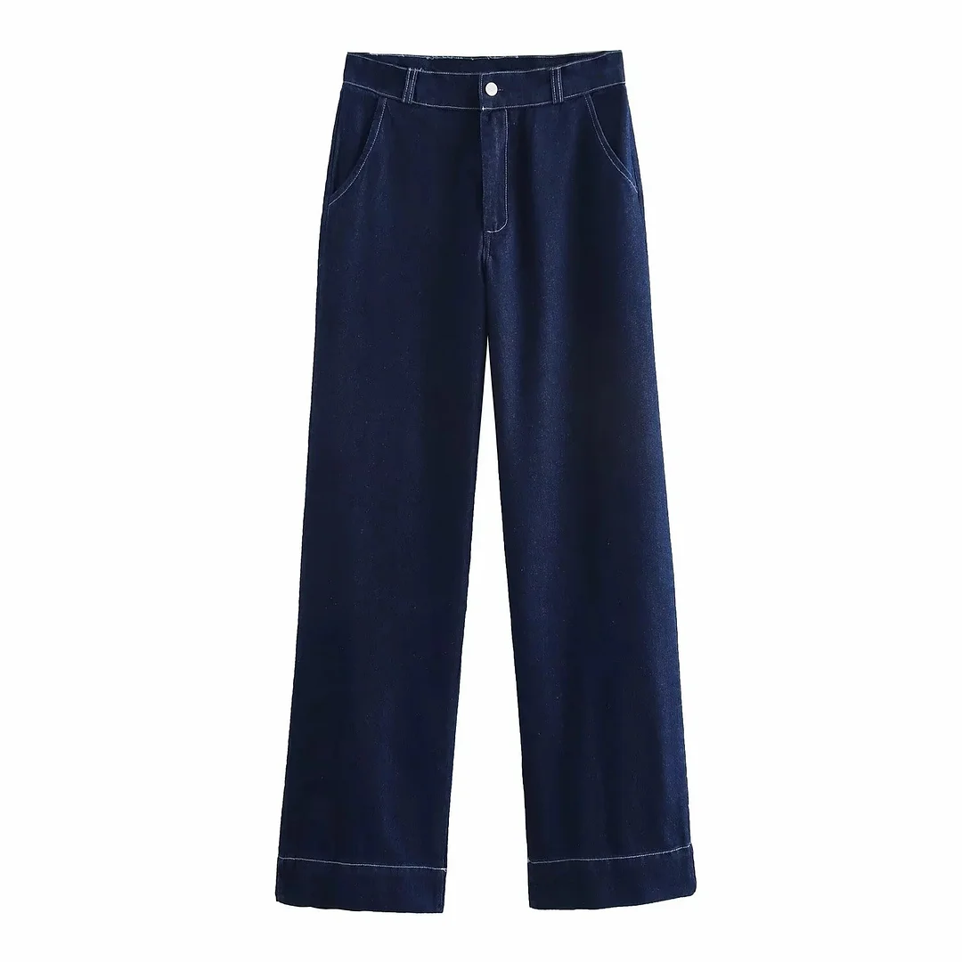 Nigikala Nigikala For Women's INS Burst Belt Collar Denim Jacket + Trousers Set