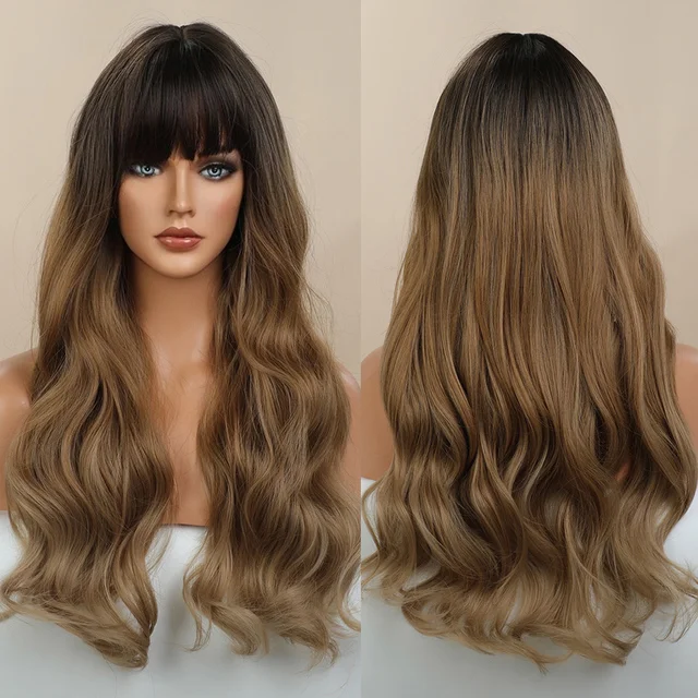 Jewtribute Hair®|Long pink wig with bangs and natural waves