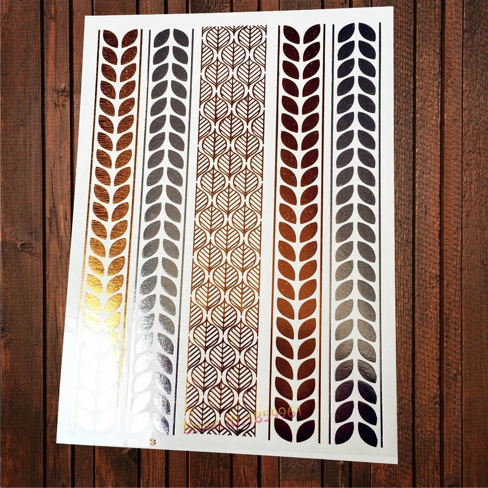 Sexy Leopard Print Tattoo Gold Metallic Wing Design Temporary Tattoo Sticker Women Body Art Waterproof Fake Tatoo Decals AYS-125