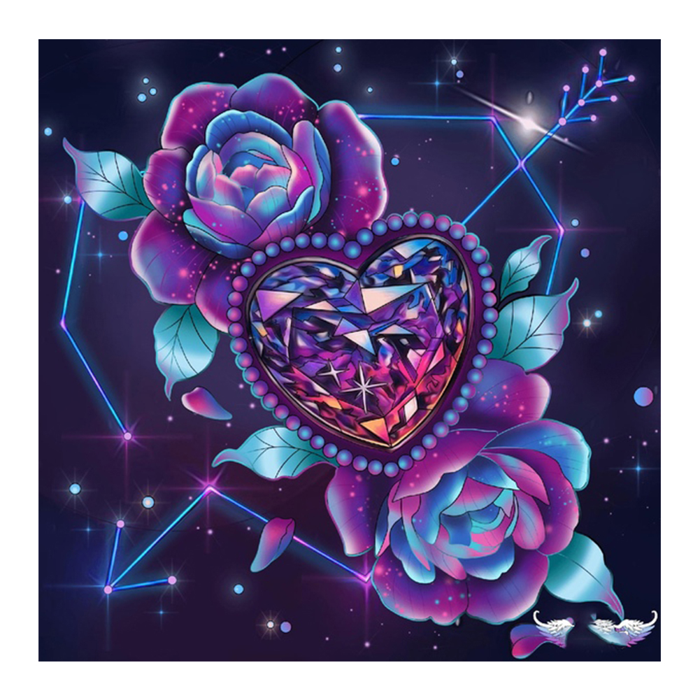 

30*30CM - Round Drill Diamond Painting - Love Flower, 501 Original