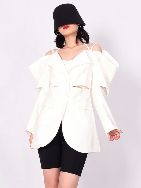 Women's shawl-style strappy three-dimensional sleeve loose jacket Flusfy