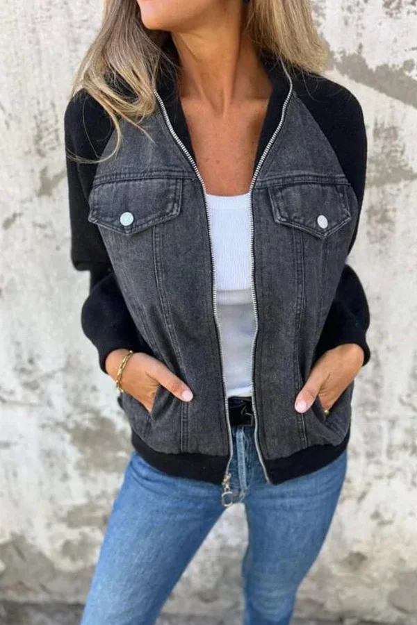 WOMEN WINTER CASUAL V-NECK ZIPPER JACKET