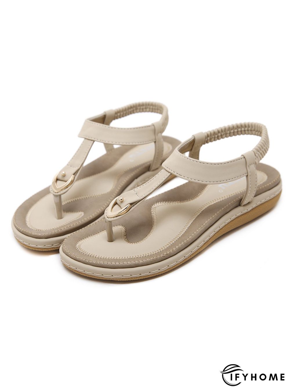 Women's Beach Metal Buckle Trim Flip-On Sandals | IFYHOME