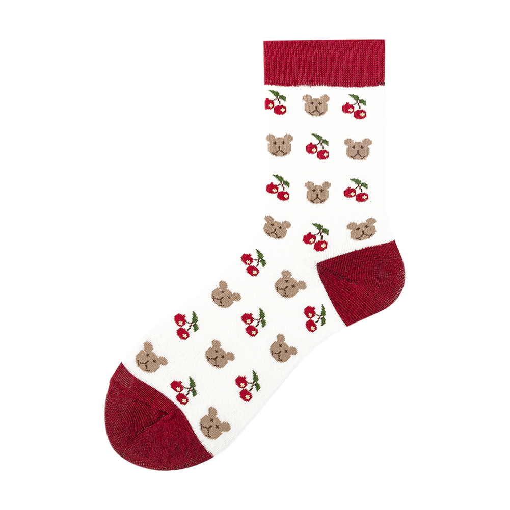 

Cute Bear Print Cotton Pile Heap Socks Adult Breathable Calf Length Socks, 501 Original