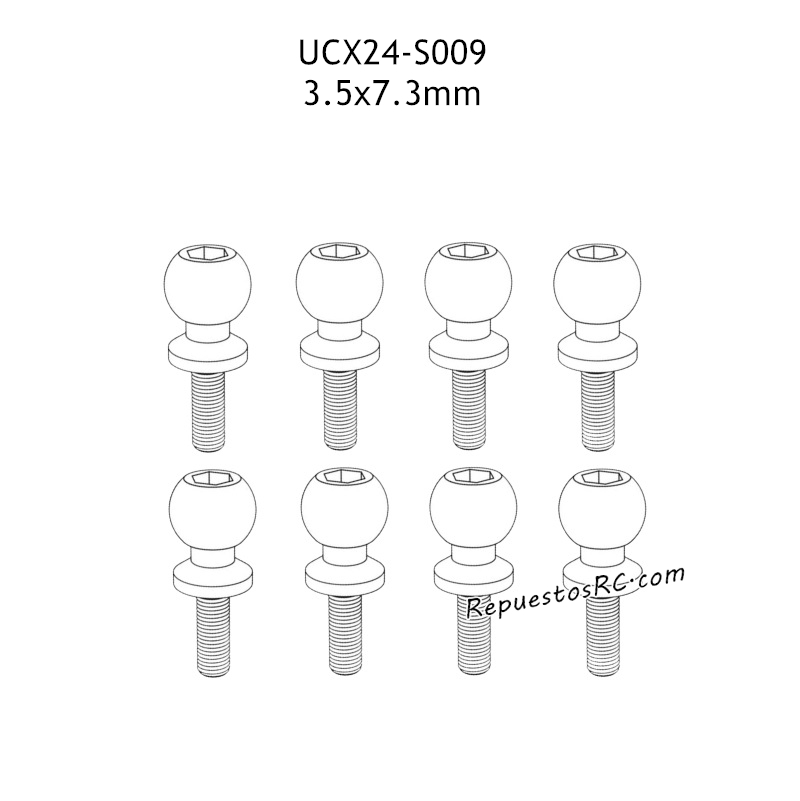 UDIRC UCX2402 Piezas 3.5x7.3mm Tornillo de Bola Hueca UCX24-S009