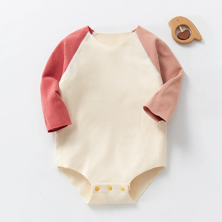  Baby Contrast Sleeves Simple Bodysuit