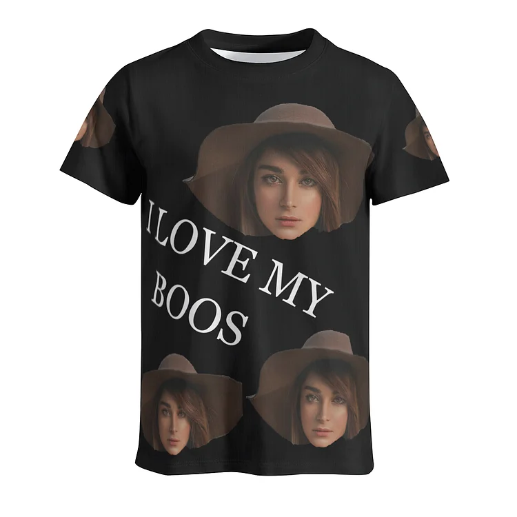 [Hot Sale] Custom Face I Love My Boss Design Your Own Tshirt with Photo Printed Casual T-shirt Funny Picture Tee Shirt