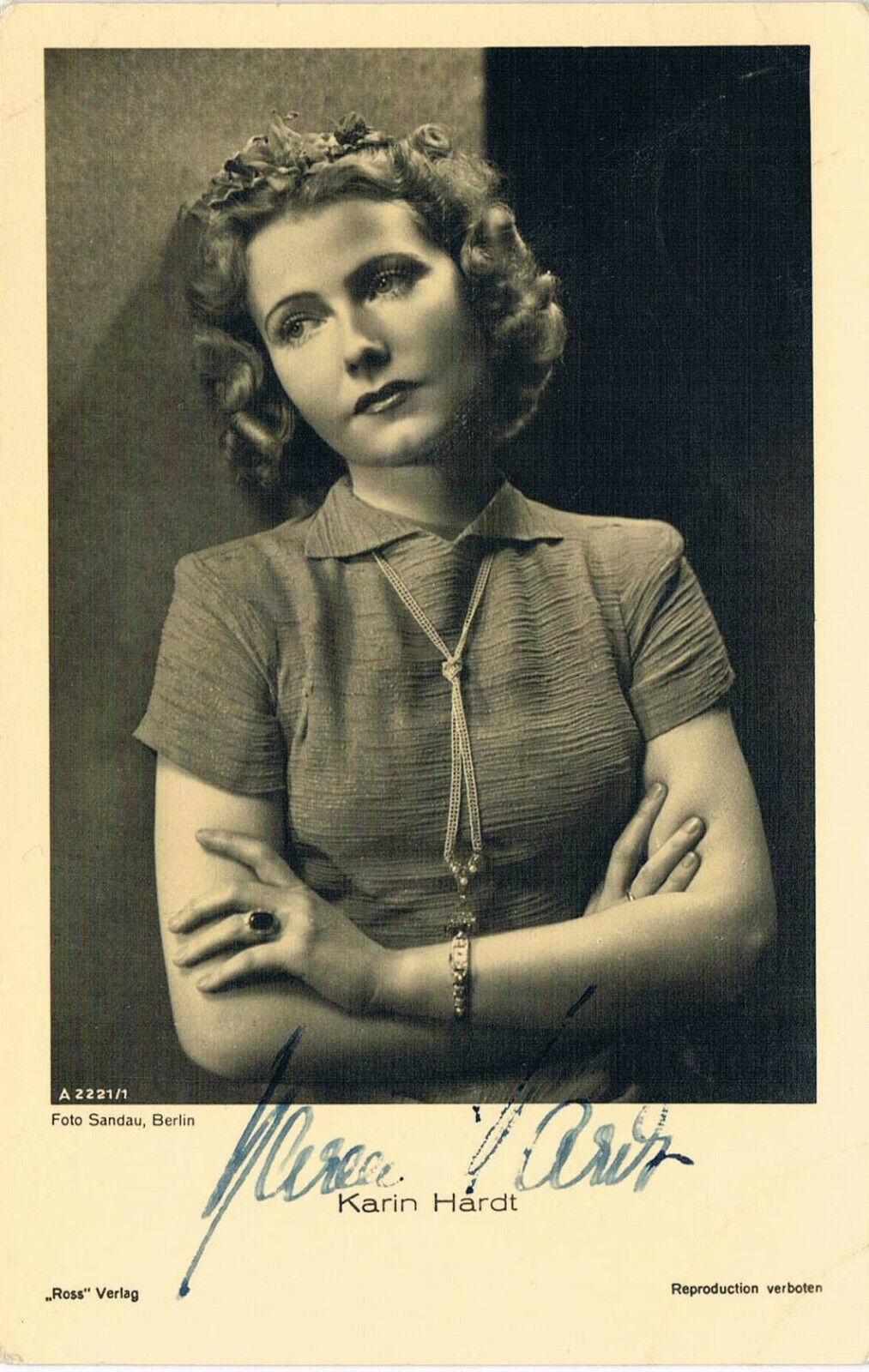 Karin Hardt 1910-92 autograph signed postcard Photo Poster painting 3.5x5.5