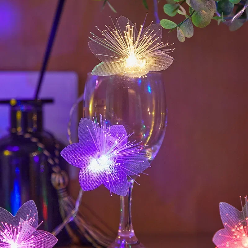 Tegooe Battery-Operated LED Fiber Optic Flower String Lights 2M3M